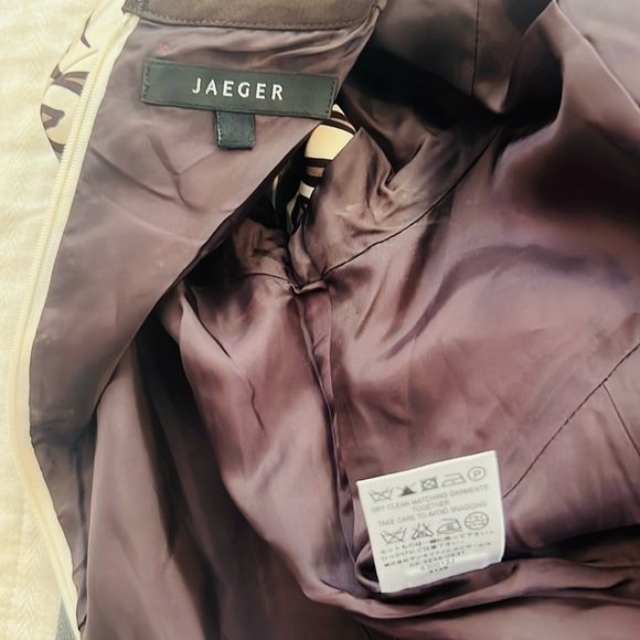 Jaeger, 100% Silk Brown & Ivory Abstract Sheath Dress – Excellent Cond., Size 6 - Picture 5 of 11